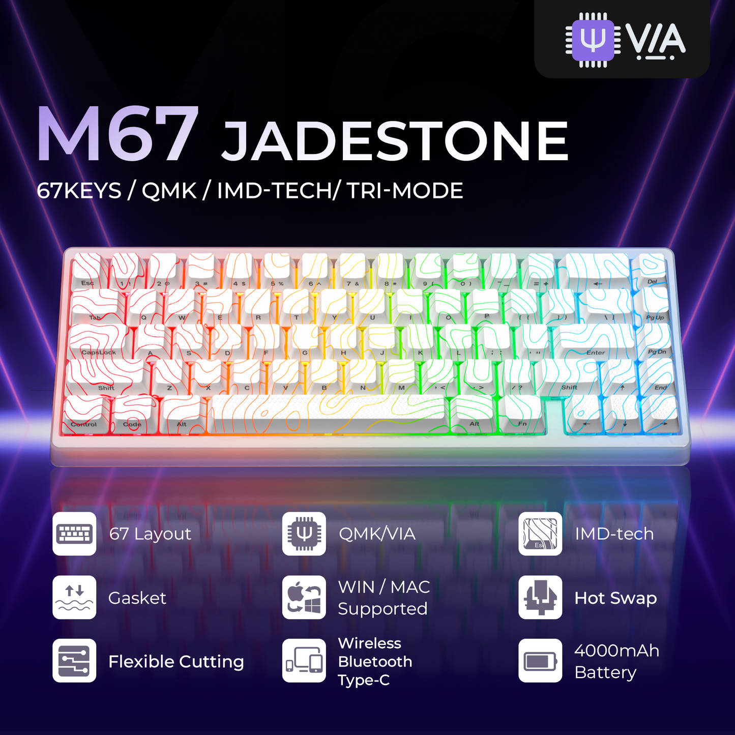 XVX M67 Mechanical Keyboard — Compact Tri-Mode, Hot-Swap